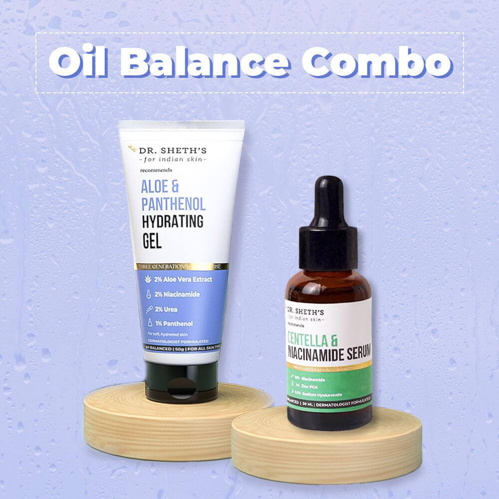 Dr. Sheth?s Oil Balance Combo (Centella and Niacinamide Serum - 30 ml & Aloe and Panthenol Hydrating